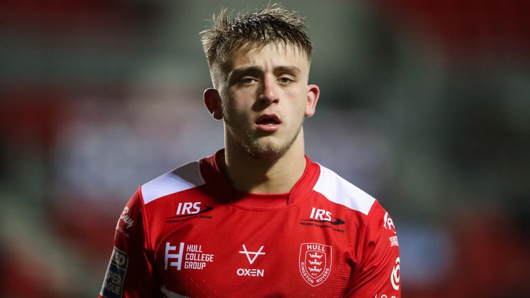 Picture by Alex Whitehead/SWpix.com - 01/04/2021 - Rugby League - Betfred Super League - Hull KR v St Helens - Totally Wicked Stadium, St Helens, England - Hull KR's Mikey Lewis.