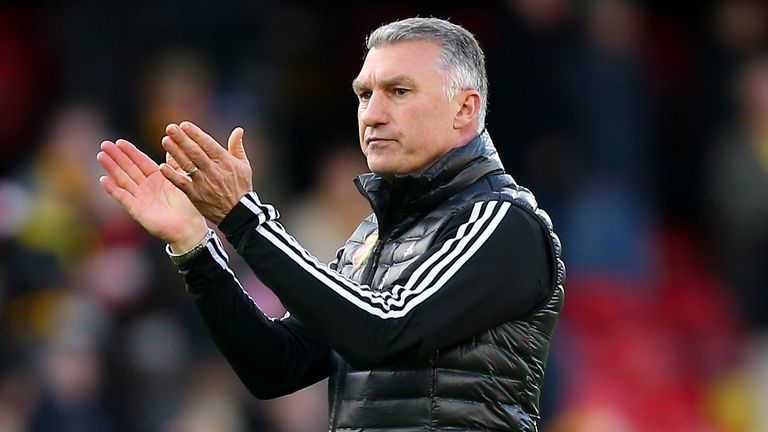 PA - Watford manager Nigel Pearson applauds the fans after the final whistle of the Premier League match at Vicarage Road