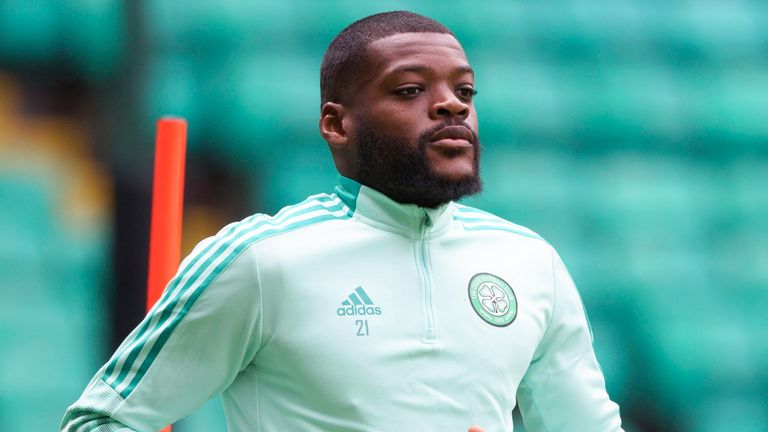 GLASGOW, SCOTLAND - JULY  26: Olivier Ntcham during a Celtic training  session at Celtic Park, on July 26, 2021, in Glasgow, Scotland. (Photo by Craig Williamson / SNS Group)