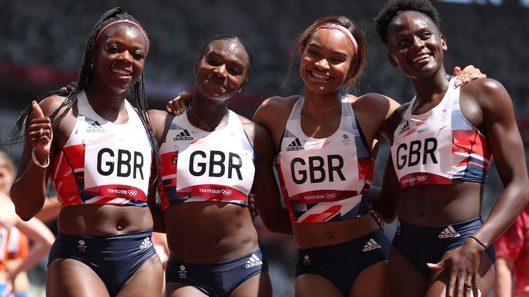 The 4x100m team set a new British record in the heat