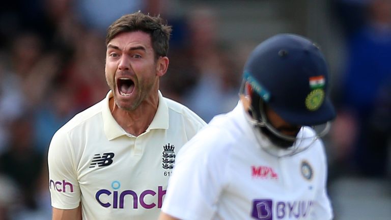 James Anderson took 3-6 in a remarkable new ball spell as England beat India to 78