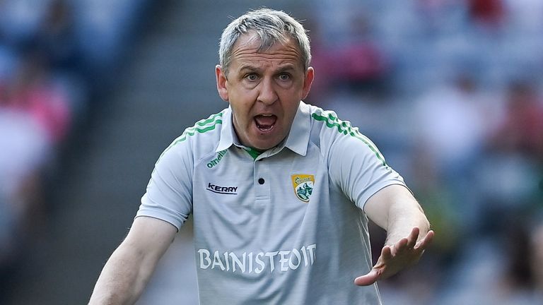 28 August 2021; Kerry manager Peter Keane reacts during the GAA Football All-Ireland Senior Championship semi-final match between Kerry and Tyrone at Croke Park in Dublin. Photo by Brendan Moran/Sportsfile