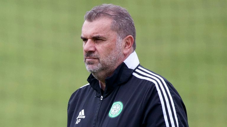 GLASGOW, SCOTLAND - AUGUST 20: Ange Postecoglou during a Celtic training session at Lennoxtown on August 20, 2021, in Glasgow, Scotland. (Photo by Craig Williamson / SNS Group)
