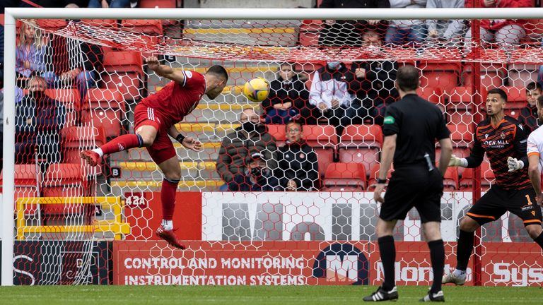 Christian Ramirez scored on his Premiership debut to help Aberdeen beat Dundee United