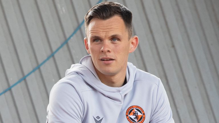 DUNDEE, SCOTLAND - AUGUST 07: Dundee United&#39;s Lawrence Shankland during a cinch Premiership match between Dundee United and Rangers at Tannadice, on August 07, 2021, in Dundee, Scotland (Photo by Craig Williamson / SNS Group)