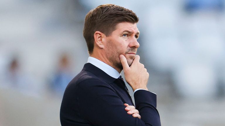 Rangers FC (SCO) coach Steven Gerrard during the Champions League qualifying game between Malmoe FF and Rangers at Malmoe New Stadium on Tuesday, August 3, 2021.
