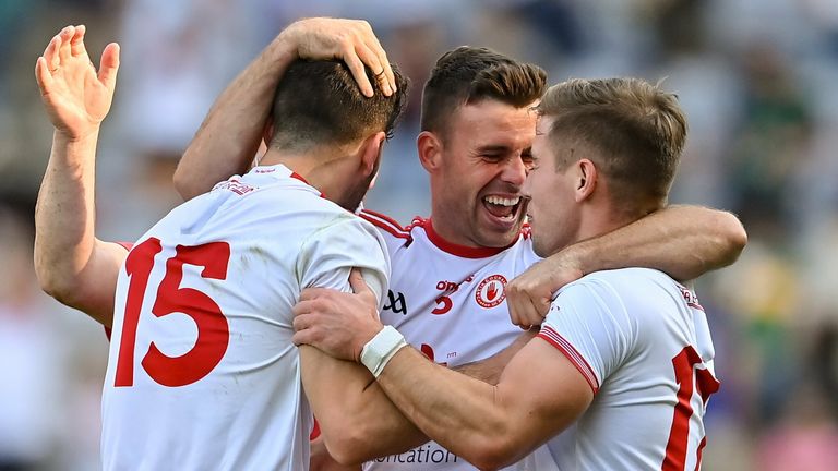 Tyrone players celebrate at full-time