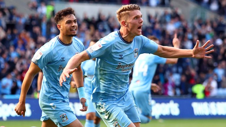 Victor Gyokeres de Coventy City célèbre le but égalisateur lors du match de championnat Sky Bet entre Coventry City et Nottingham Forest