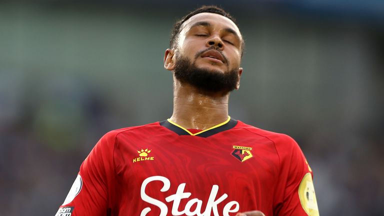 Watford's Josh King shows his frustration against Brighton
