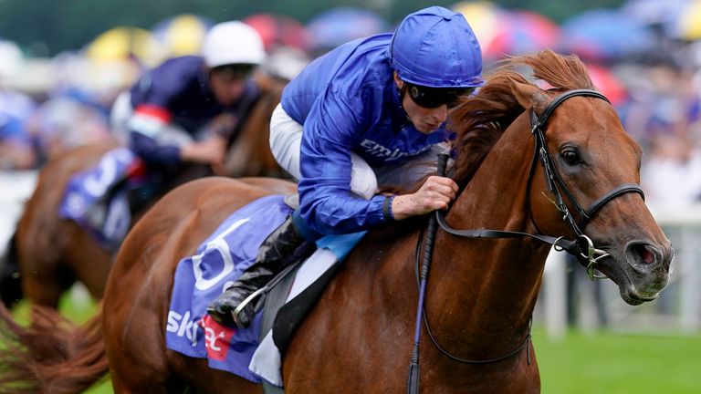 William Buick riding Space Blues to win The Sky Bet City Of York Stakes
