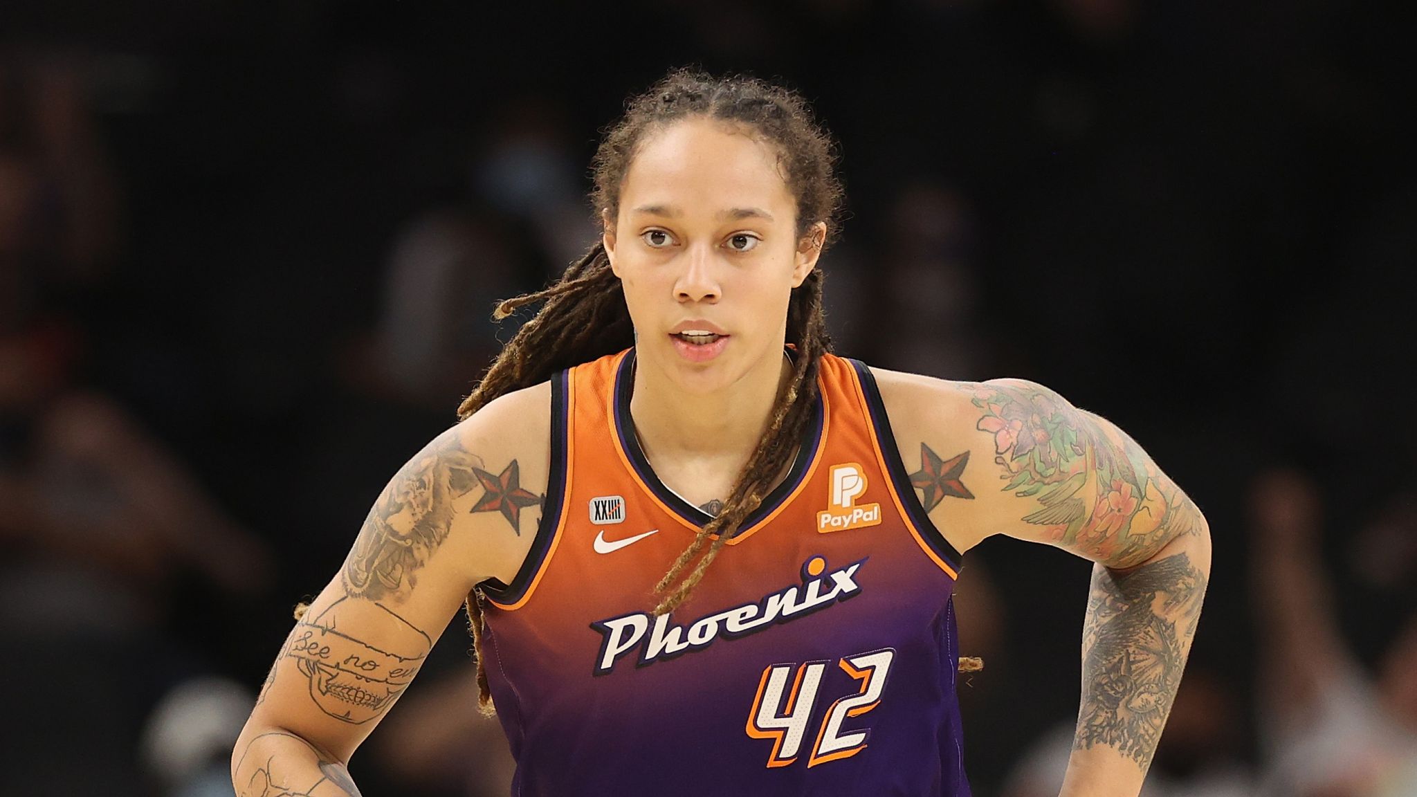 Download Brittney Griner White Outfit Court Wallpaper  Wallpaperscom