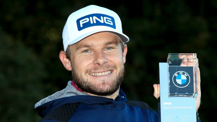Tyrrell Hatton with the trophy after winning the 2020 BMW PGA Championship
