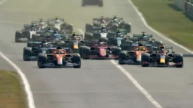 Ricciardo leads the race at Monza