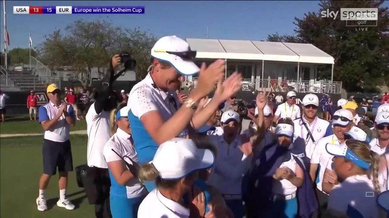 Pedersen hundió el putt que aseguró la victoria absoluta y desató las celebraciones europeas