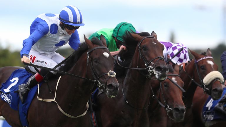 Colin Keane riding Atomic Jones (left) on their way to winning the KPMG Champions Juvenile Stakes