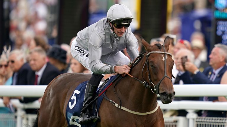 Illustrating and Daniel Tudhope coming home to win the British Stallion Studs Alice Keppel EBF Fillies' Conditions Stakes during day two of the Goodwood Festival at Goodwood Racecourse, Chichester.