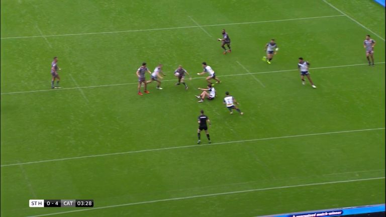 Watch as Catalans' Sam Tomkins weaved through the St Helens defence inside the first three minutes at Magic Weekend