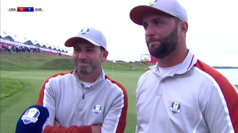 Sergio García rindió homenaje a Jon Rahm después de que la dupla española venciera a Brooks Koepka y Jordan Spieth por cuatro balones en la Ryder Cup