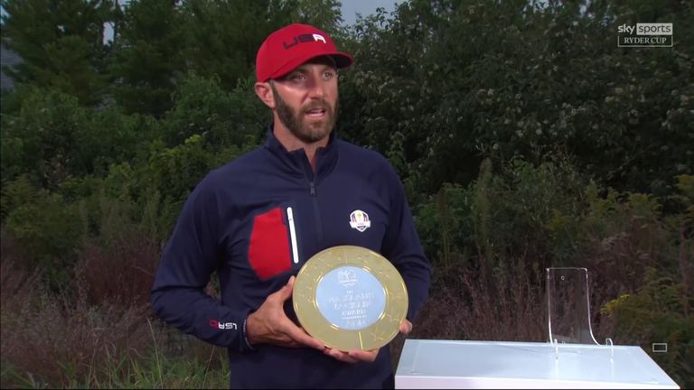 Dustin Johnson reflects on being named as the American recipient of the Nicklaus-Jacklin Award Presented By Aon, given to the player who best displays the spirit of the event