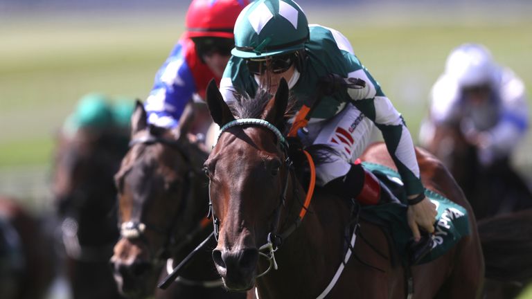 Mooneista ridden by Colin Keane on the way to winning the Paddy Power Sapphire Stakes 