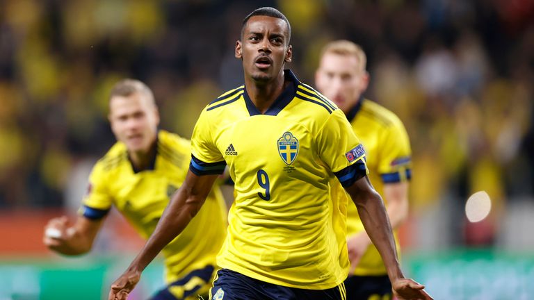 Sweden's Alexander Isak after scoring