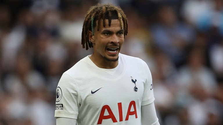 August 15, 2021, London, United Kingdom: London, England, 15th August 2021. Dele Alli of Tottenham Hotspur during the Premier League match at the Tottenham Hotspur Stadium, London. Picture credit should read: Paul Terry / Sportimage(Credit Image: &copy; Paul Terry/CSM via ZUMA Wire) (Cal Sport Media via AP Images)