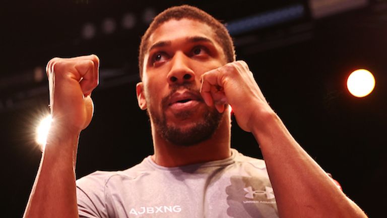 Anthony Joshua during a Open Workout ahead of his fight this weekend at Tottenham Hotspur Stadium..21 September 2021.Picture By  Matchroom Boxing