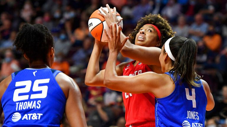 Atlanta Dream forward Tianna Hawkins (21) in action during a WNBA