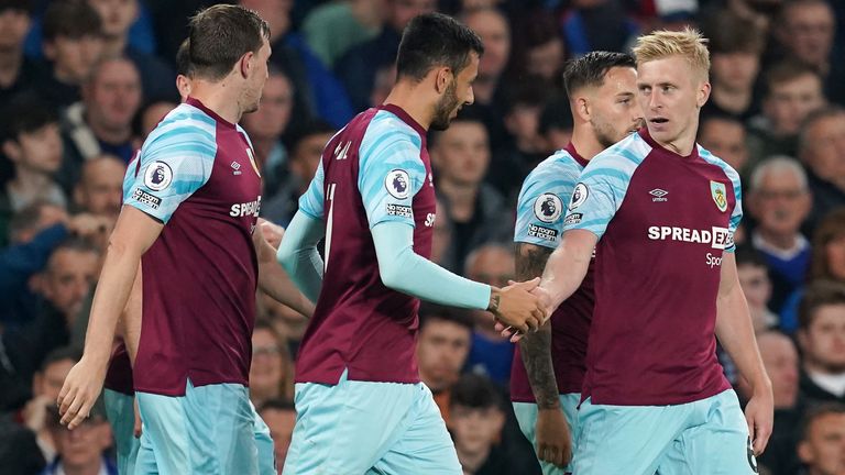 Ben Mee celebrates with Burnley team-mates