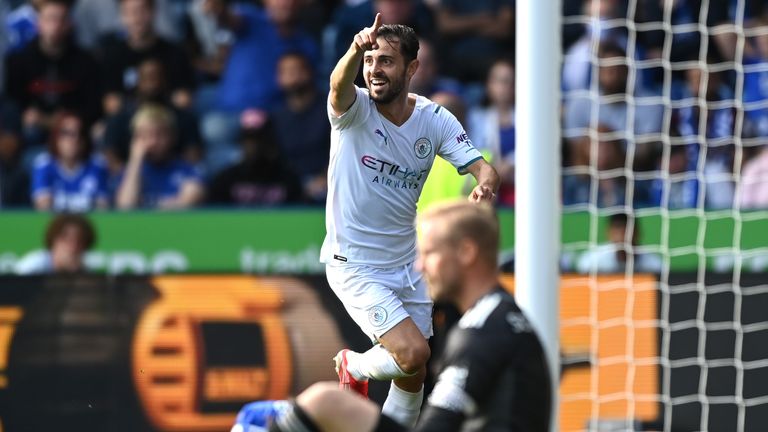 Bernardo Silva celebrates after giving Man City the lead