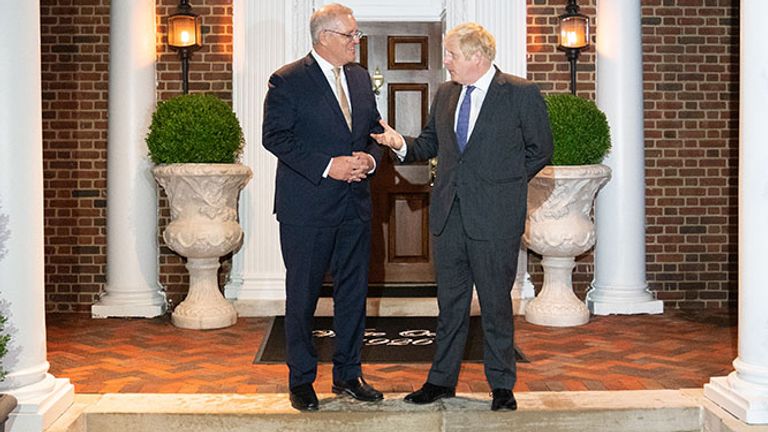 Prime Minister Boris Johnson meets his Australian counterpart, Scott Morrison in Washington DC, during his visit to the United States for the United Nations General Assembly. Picture date: Tuesday September 21, 2021.