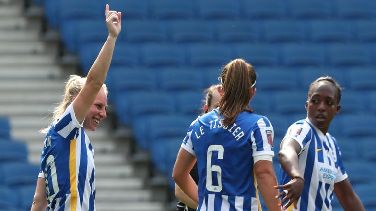 Inessa Kaagman celebrates after scoring from the penalty spot