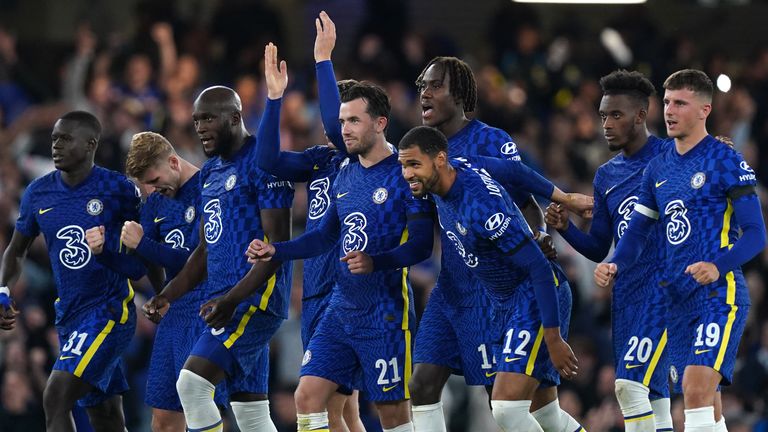 Chelsea celebrate their victory on penalties
