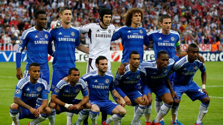 Bertrand (bottom left) had made only 12 starts for Chelsea before he was named in their line-up for the 2012 Champions League final
