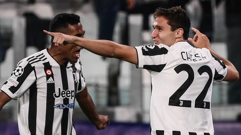 Juventus' Federico Chiesa celebrates his goal against Chelsea 