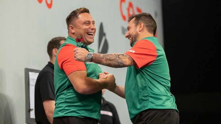 Gerwyn Price and Jonny Clayton overcame Lithuania in a dramatic doubles decider to reach the last eight