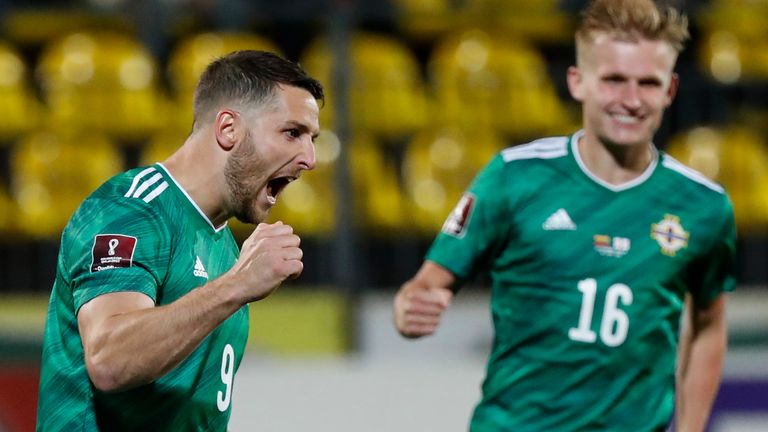 Conor Washington celebrates after his scoring from the penalty spot