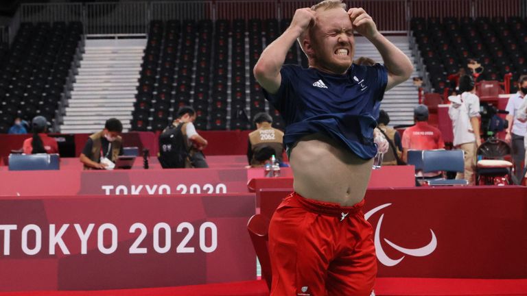 Krysten Coombs was overcome with emotion after his bronze in the badminton at the Paralympics earlier on Sunday
