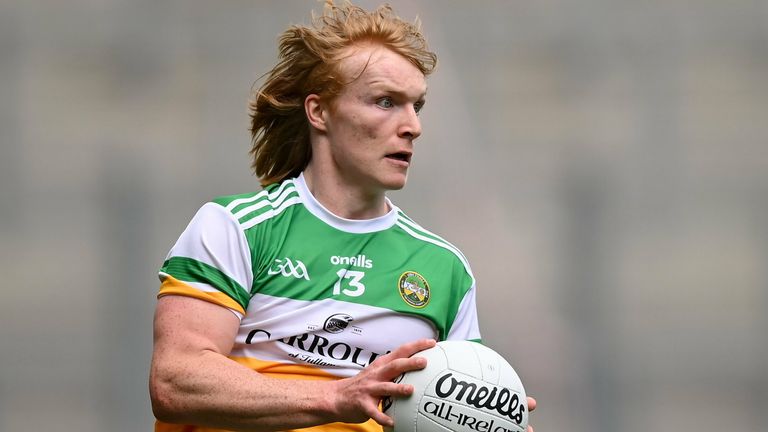 15 August 2021; Cormac Egan of Offaly during the 2021 Eirgrid GAA Football All-Ireland U20 Championship Final match between Roscommon and Offaly at Croke Park in Dublin. Photo by Stephen McCarthy/Sportsfile