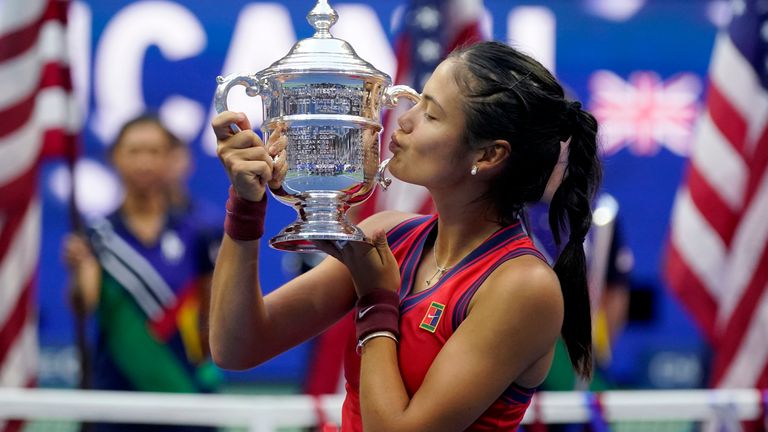 Emma Raducanu beat Leylah Fernandez to win the US Open in just her fourth senior level tournament and become the first qualifier to win a Grand Slam singles title (AP Photo/Seth Wenig)   