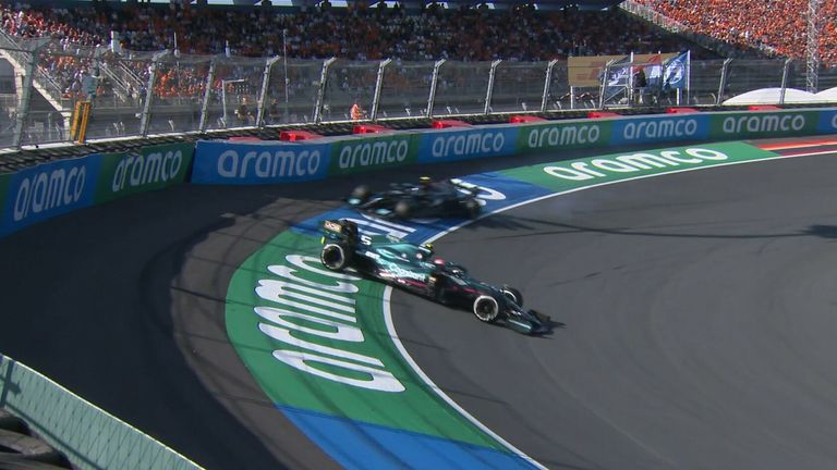 Vettel marginally avoids the barriers