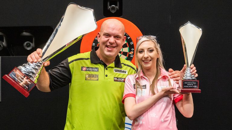 Michael van Gerwen had to overcome a tough challenge from Fallon Sherrock to end his PDC title drought. (Image: Lawrence Lustig/PDC)