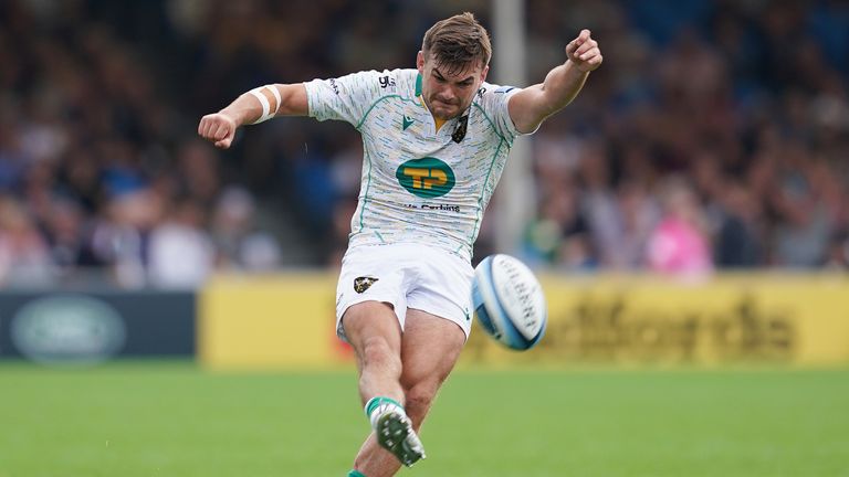 Exeter Chiefs v Northampton Saints - Gallagher Premiership - Sandy Park
Northampton's George Furbank kicks their winning penalty during the Gallagher Premiership match at Sandy Park, Exeter. Picture date: Saturday September 25, 2021.