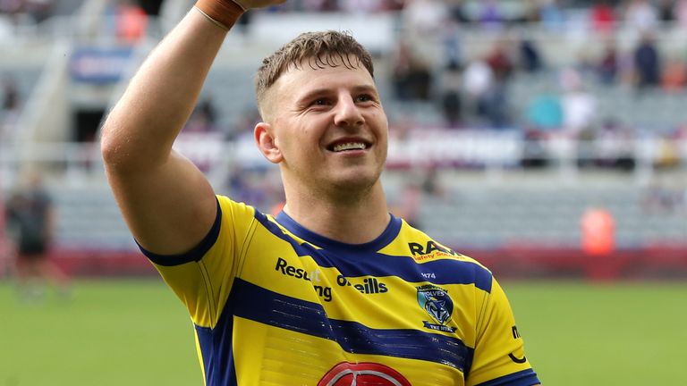 Wigan Warriors v Warrington Wolves - Betfred Super League - St James&#39; Park
Warrington Wolves George Williams celebrates after the Betfred Super League match at St James&#39; Park, Newcastle. Picture date: Sunday September 5, 2021.