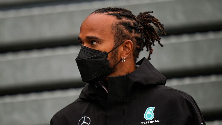 Mercedes driver Lewis Hamilton of Britain ahead of Sunday&#39;s Formula One Dutch Grand Prix at the Zandvoort racetrack, Netherlands, Thursday, Sept. 2, 2021.