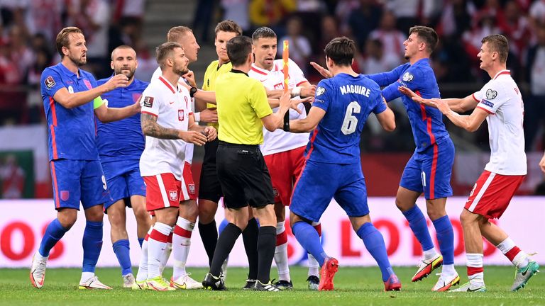 Harry Maguire was incensed by the incident and eventually shown a yellow card