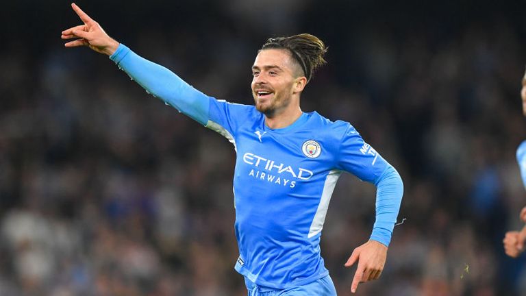 Jack Grealish celebrates Manchester City's fourth goal