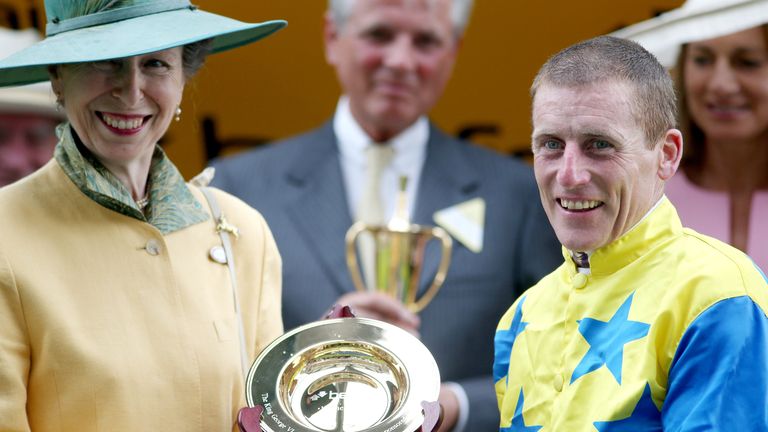 Murtagh with Prince Anne after riding Novellist to win the 2013 King George at Ascot