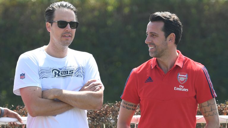 Arsenal non-executive director Josh Kroenke and Edu