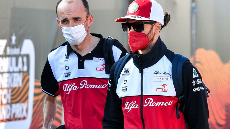 Robert Kubica and Antonio Giovinazzi arrive at the Zandvoort circuit together on Friday